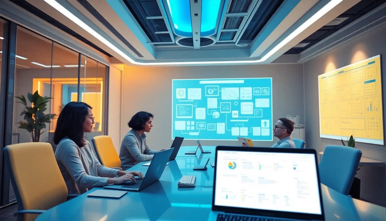 Engaged team at an Online Marketing Agentur in meiner Nähe strategizing digital campaigns.