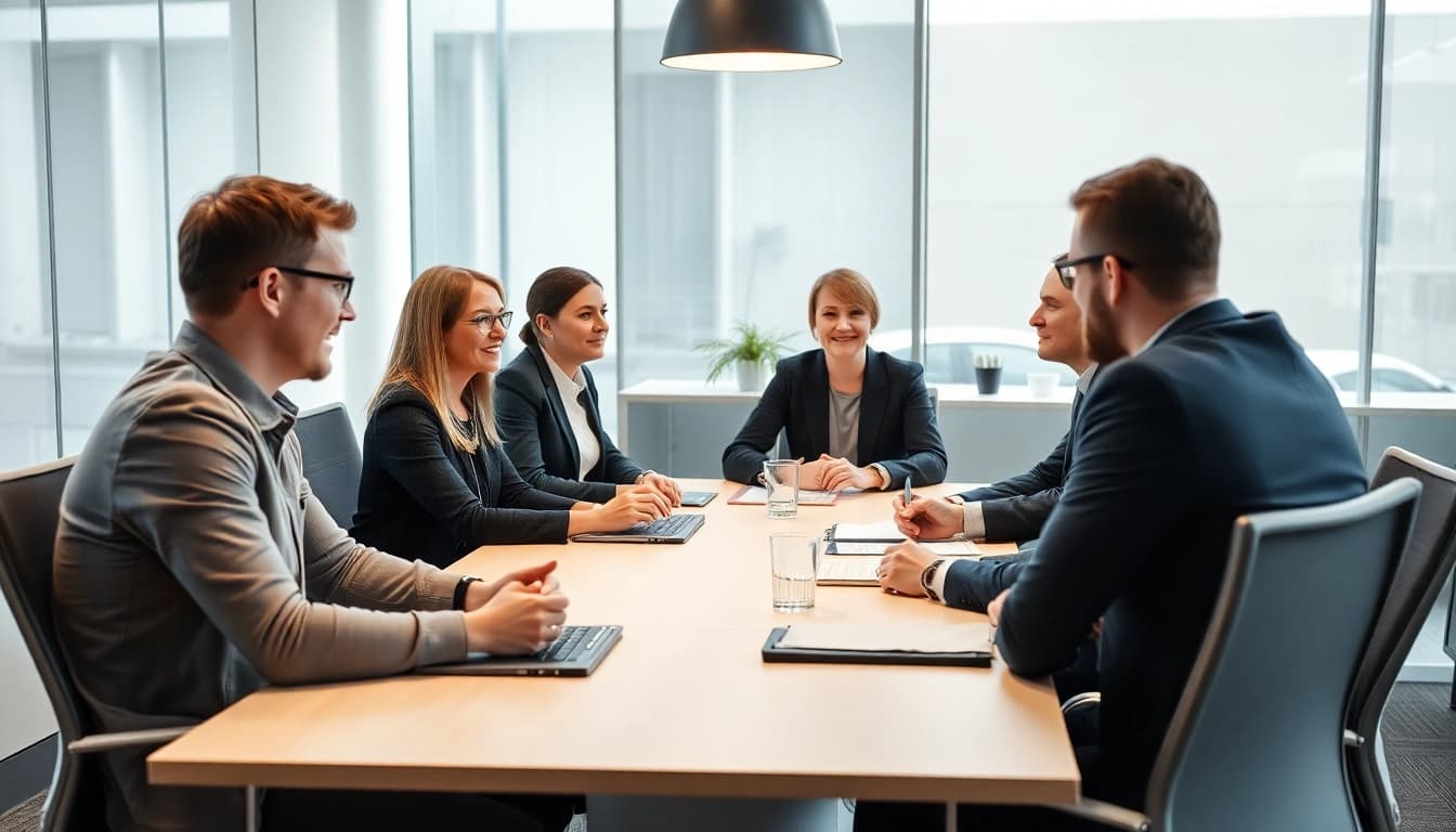 Beratungssitzung zur Unternehmensberatung Hannover mit Experten in einem modernen Büro.