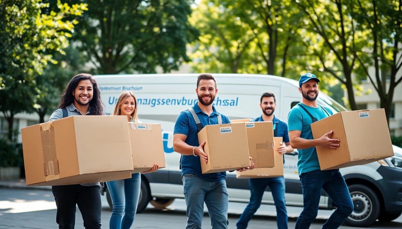 Umzugsunternehmen Bruchsal: Team of professional movers managing relocation tasks efficiently.