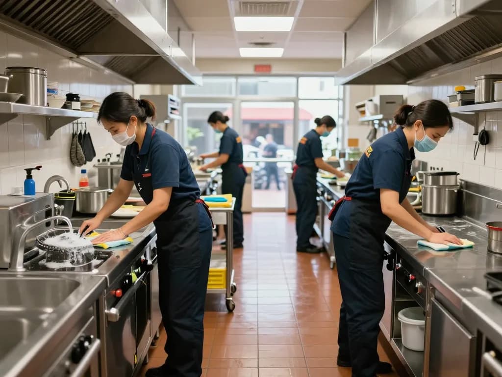 Zuverlässige Gastronomiereinigung in Münster mit professionellen Reinigungskräften, die Küchenhygiene und -sicherheit gewährleisten.