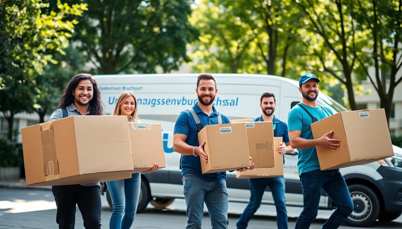 Umzugsunternehmen Bruchsal: Team of professional movers managing relocation tasks efficiently.
