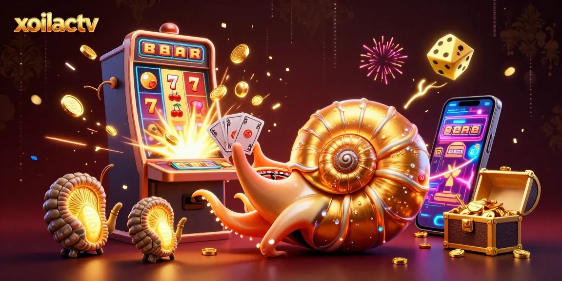 Xoilactv engages players with an immersive 3D casino world, featuring a giant nautilus-themed roulette wheel and dynamic slot machine.