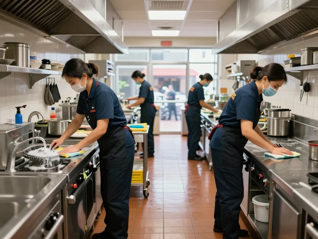 Zuverlässige Gastronomiereinigung in Münster mit professionellen Reinigungskräften, die Küchenhygiene und -sicherheit gewährleisten.