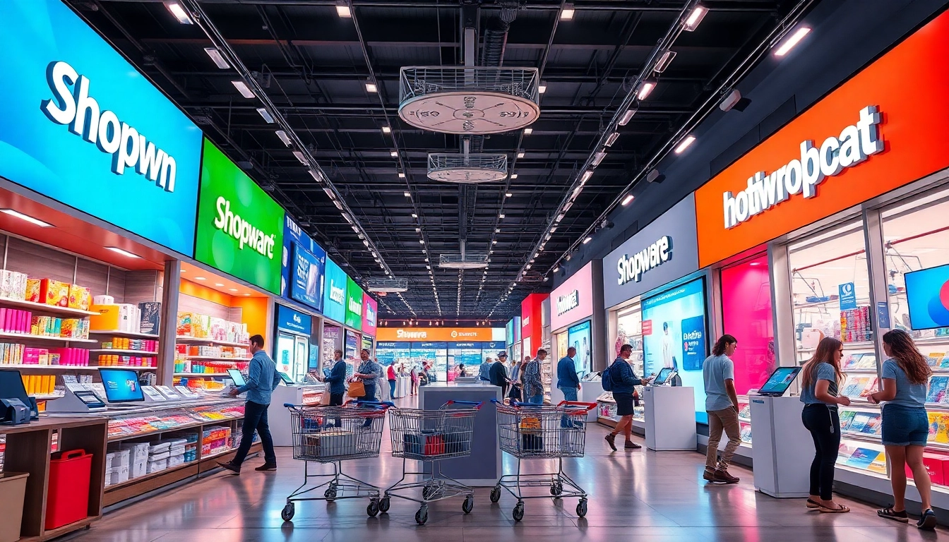 Shopware Shops entdecken in einer lebendigen Online-Marktplatz-Umgebung.