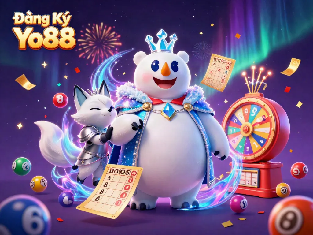 Join the excitement with Đăng Ký Yo88 as the polar bear king and snow fox explore thrilling lottery games.