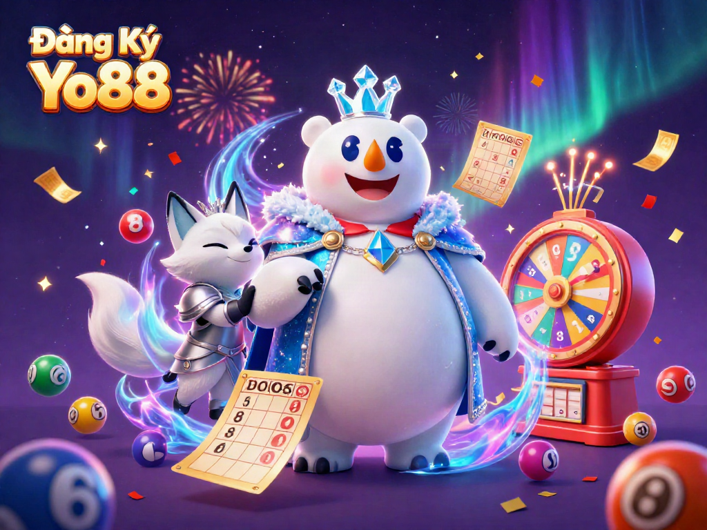 Join the excitement with Đăng Ký Yo88 as the polar bear king and snow fox explore thrilling lottery games.