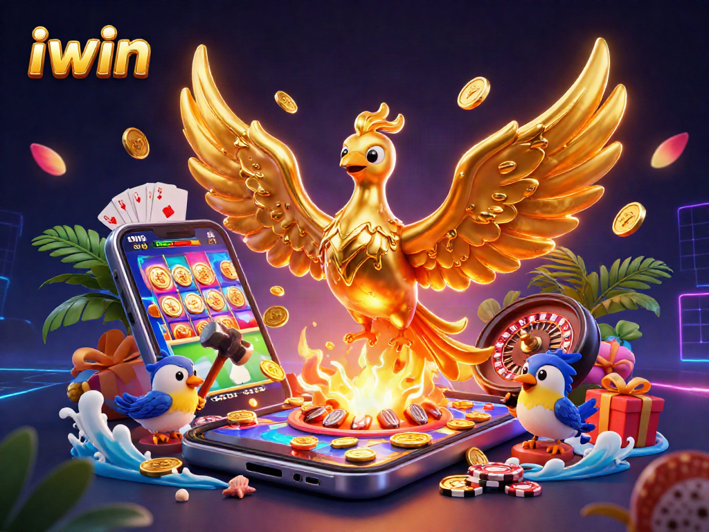 iwin delivers excitement as a golden phoenix emerges with casino games and rich rewards.