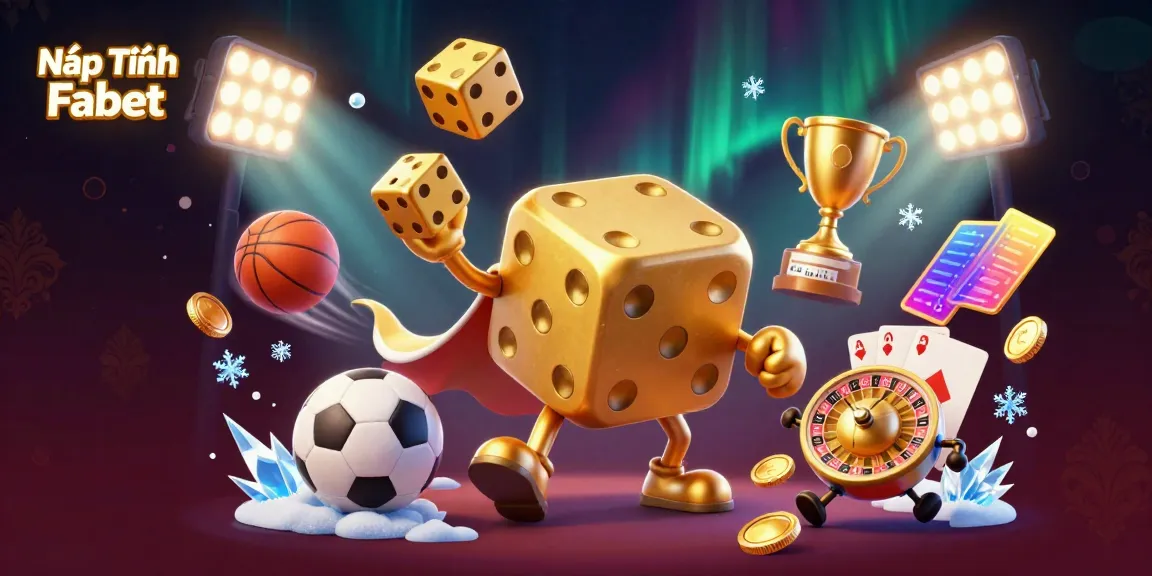 Engage in Nạp Tiền Fabet with an energetic 3D illustration featuring vibrant characters and dynamic gaming elements.