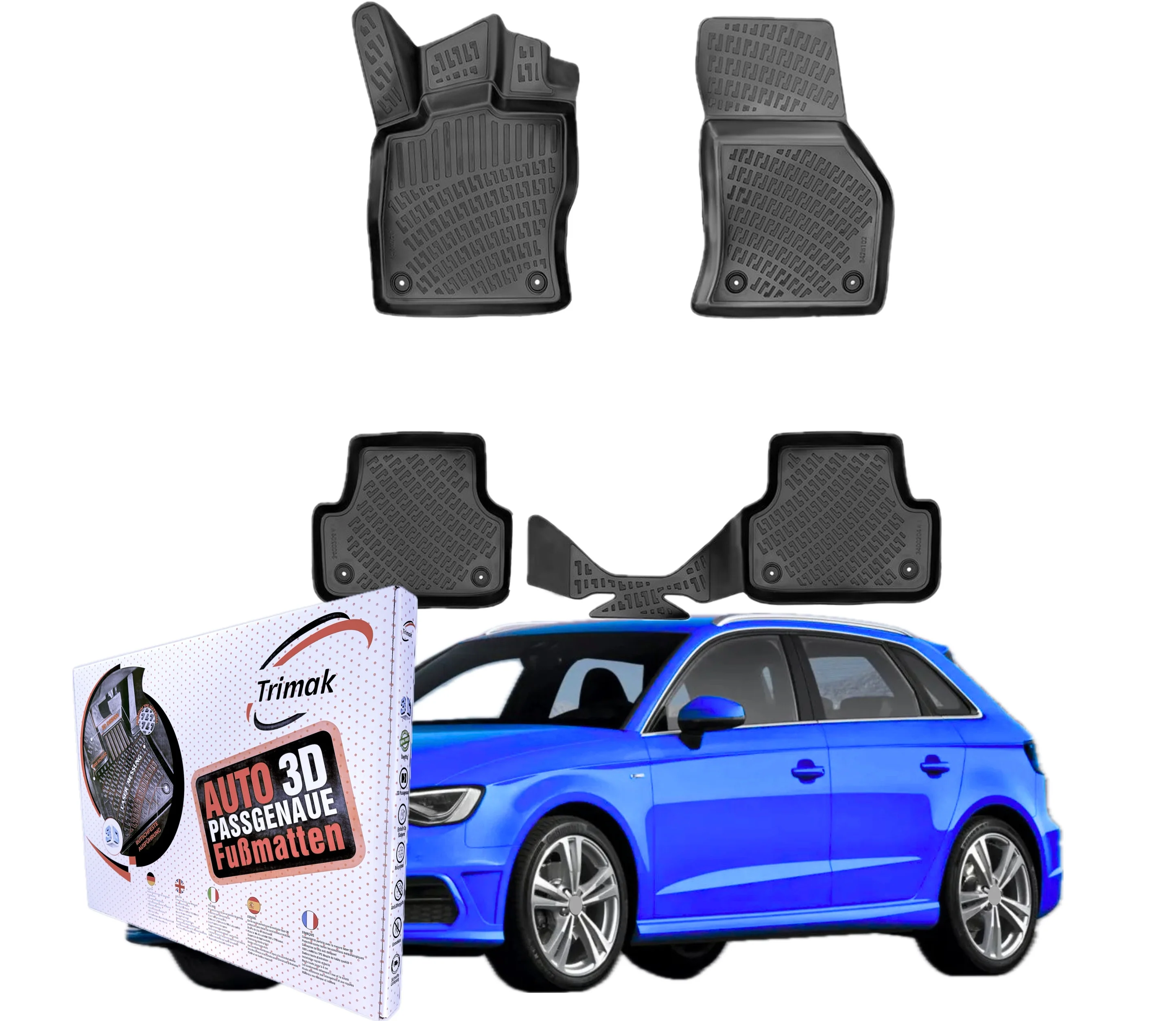 Set für Ihr Auto: Fußmatten Auto & Kofferraumwanne in passgenauer 3D-Ausführung