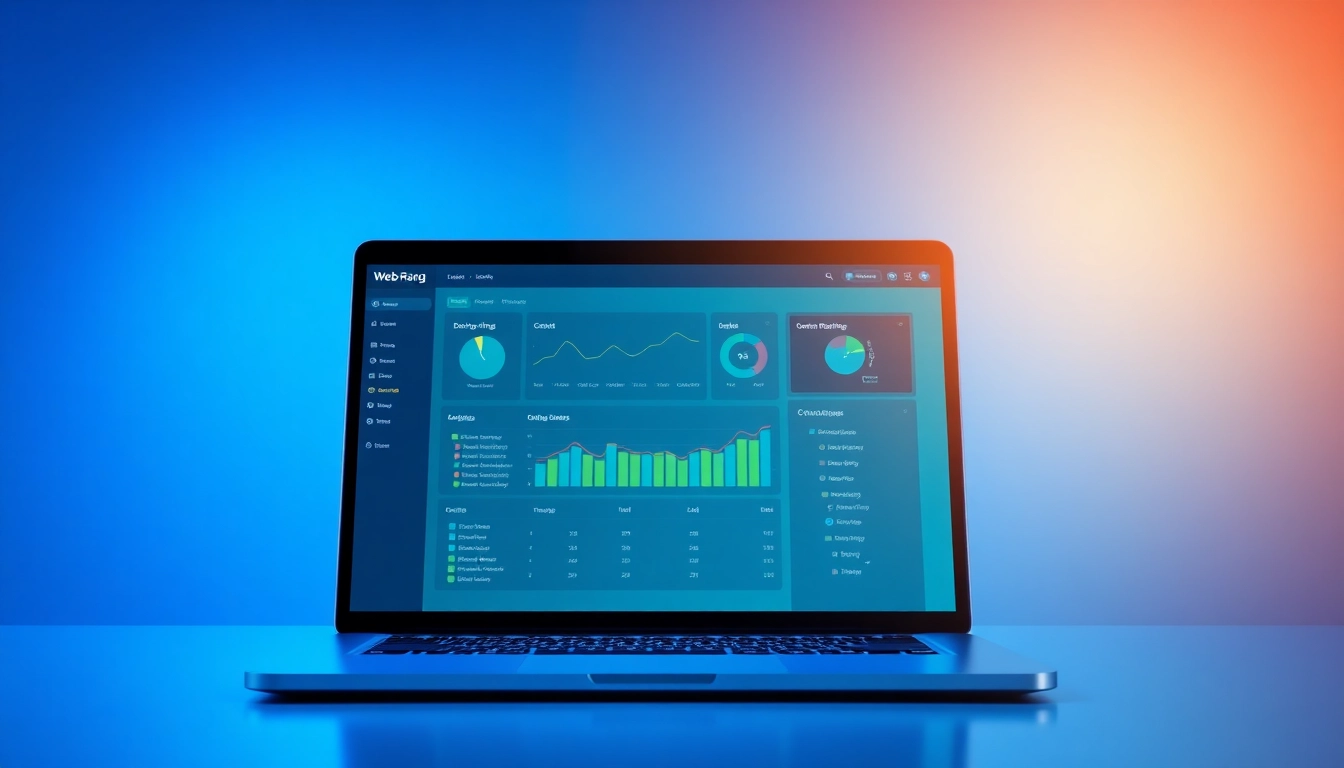 Visualisieren Sie den Web-Rang mit einem beeindruckenden Website-Ranking-Dashboard auf einem Laptop.