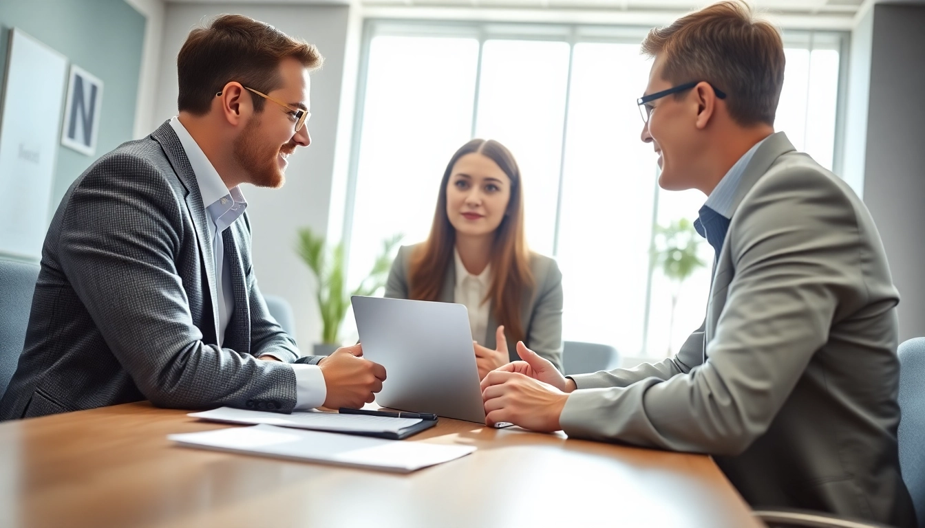 Headhunter Schweiz professionals discussing opportunities in a modern office setting.