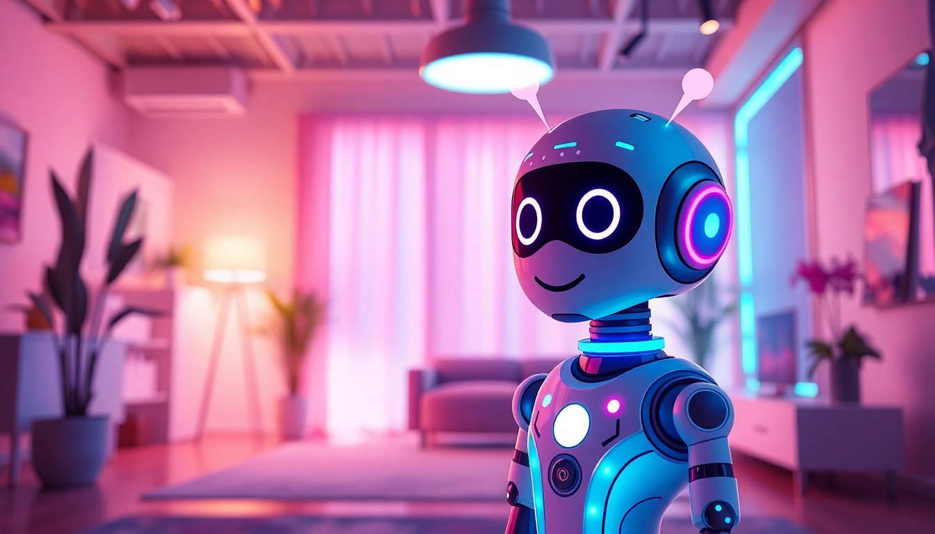 Engaging chatbot interface promoting free sex ai with friendly AI character in a cozy digital setting.