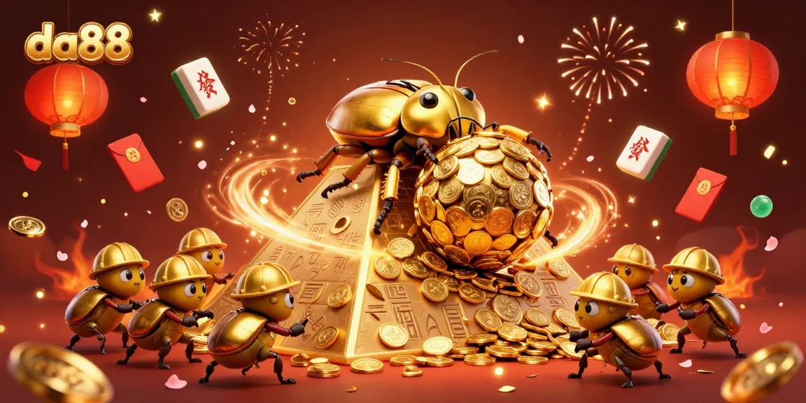 Experience thrilling gameplay with da88 featuring exciting golden beetles and casino symbols in a vibrant scene.
