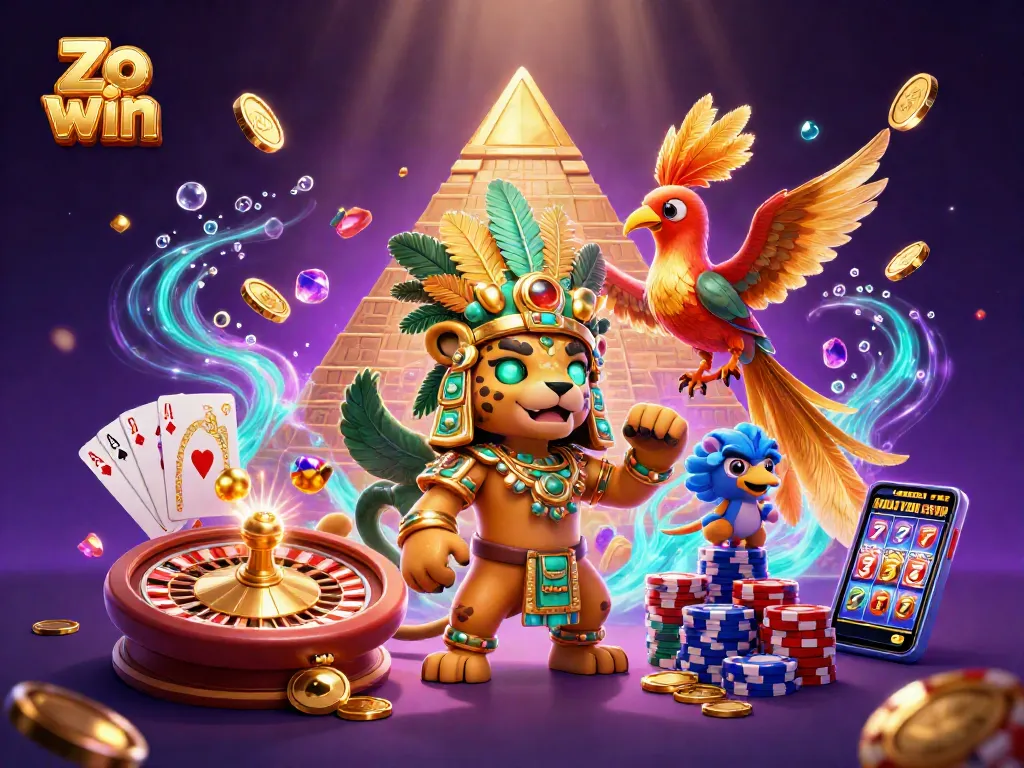 Experience the thrill of Zo win with exciting casino elements, vibrant colors, and dynamic gaming action.