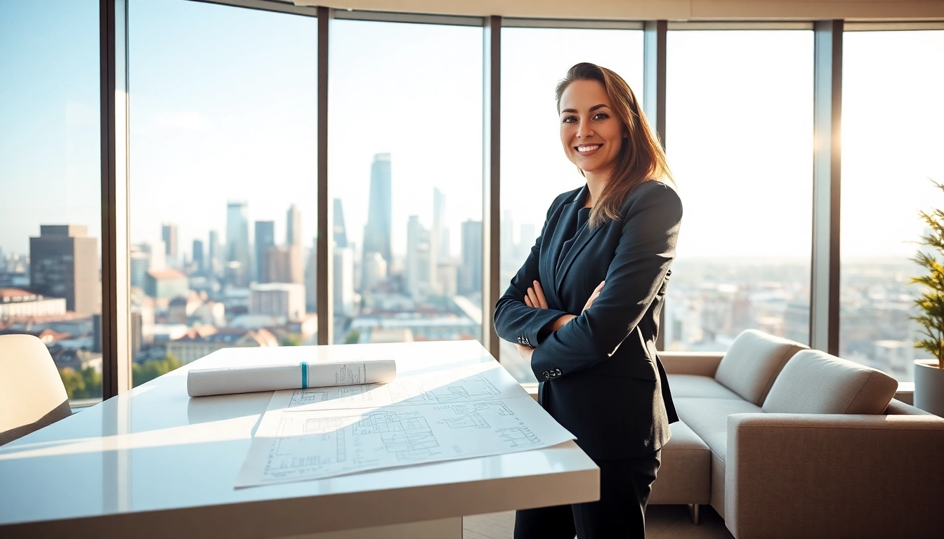 Immobilienmakler Frankfurt Ginnheim im modernen Büro mit einem beeindruckenden Ausblick.