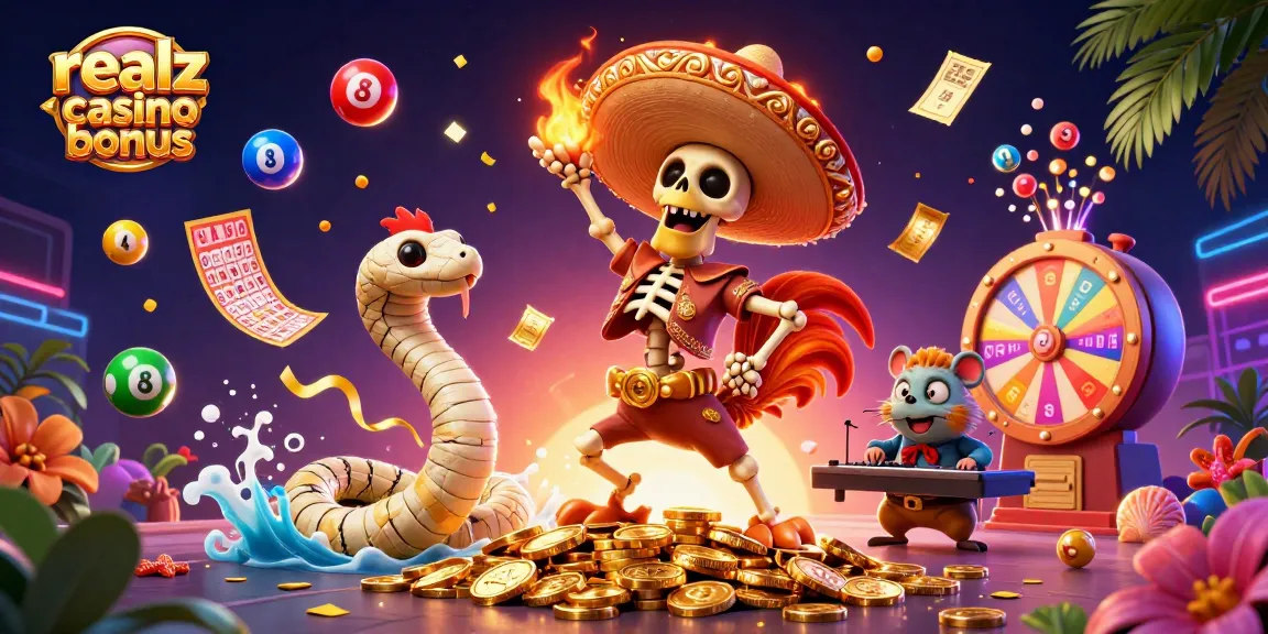 Der realz casino bonus bietet aufregende Gewinnchancen mit bunten Lotteriekugeln und goldenen Preisen.