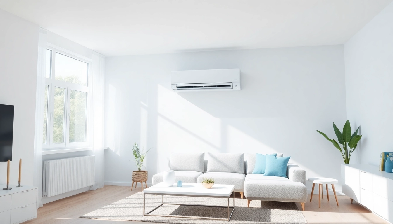 Efficient and stylish Klimaanlagen installieren lassen in a modern living room setting.