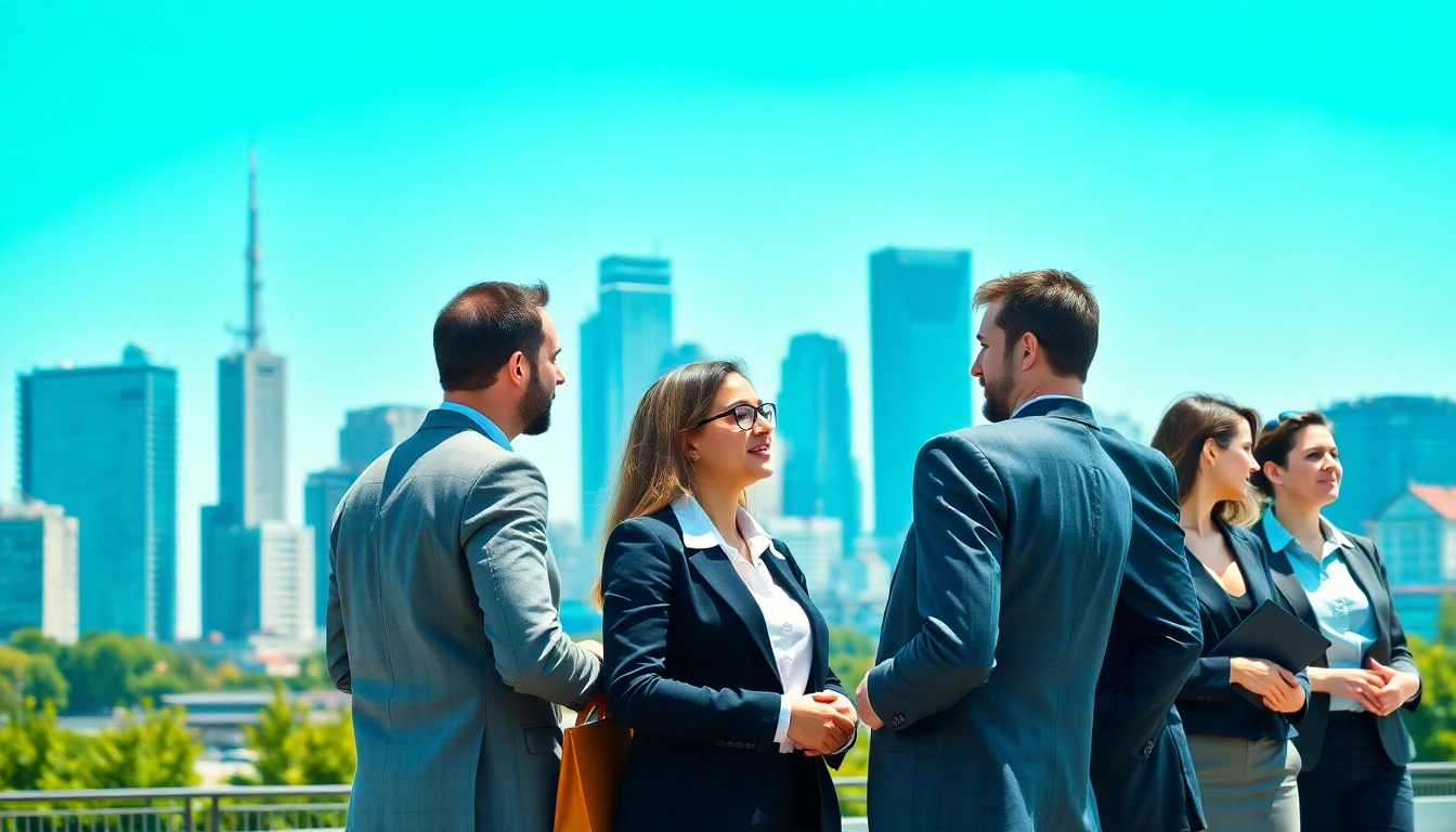 Discovering the average salary in Germany with professionals discussing insights in an urban setting.