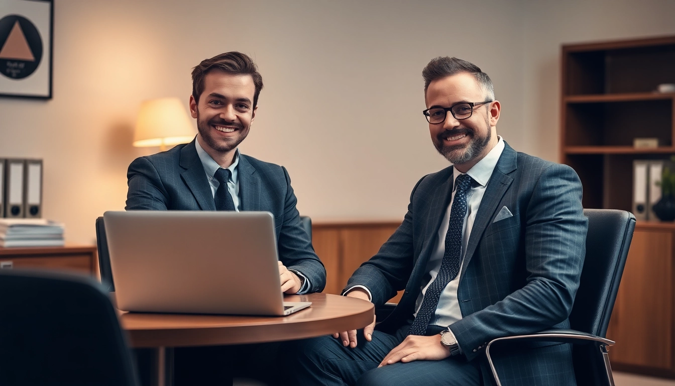 Headhunter Krefeld berät einen Klienten in einem modernen Büro.