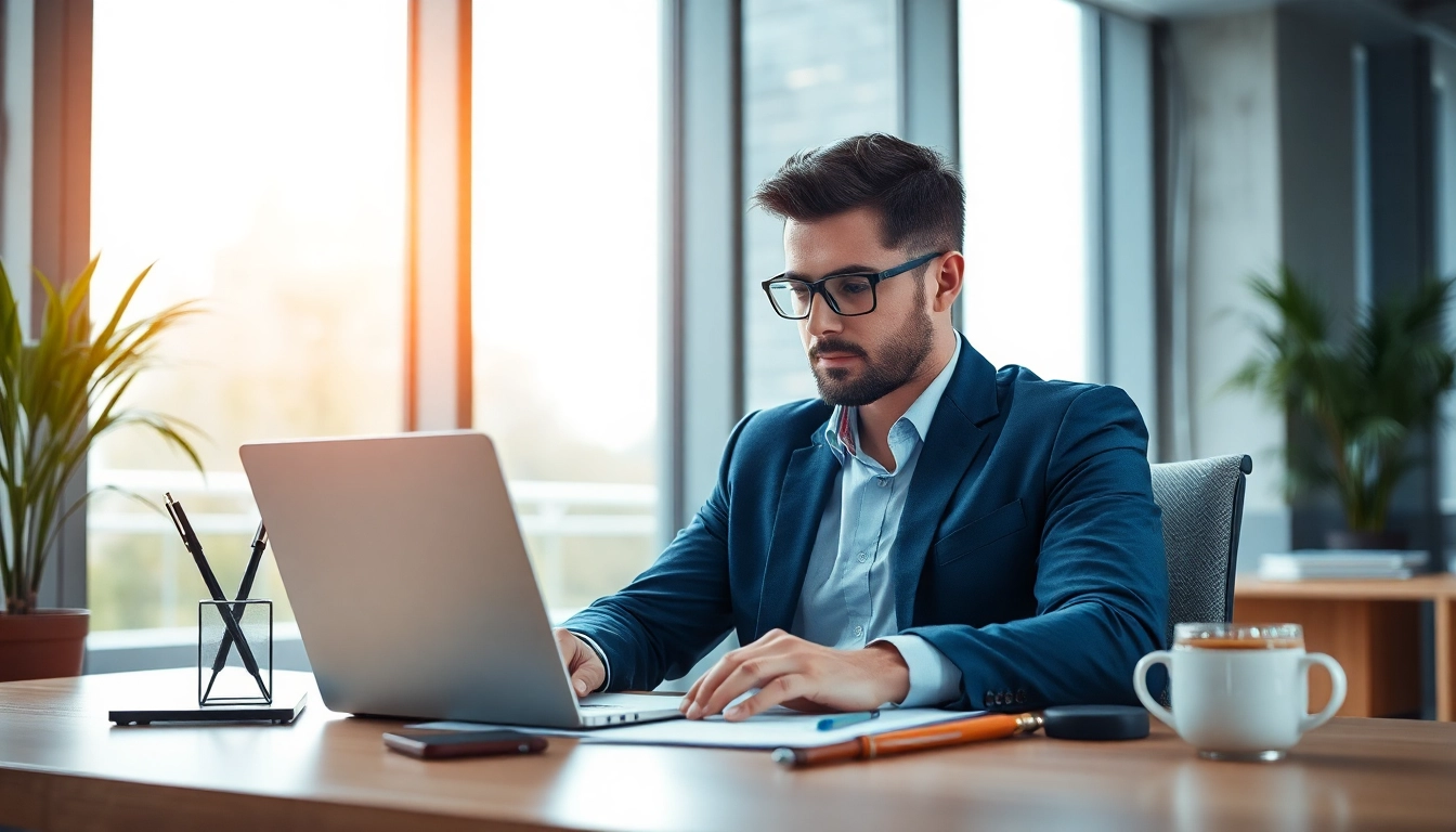 Headhunter Sales Profi analysiert Bewerbungsunterlagen in modernem Büro.