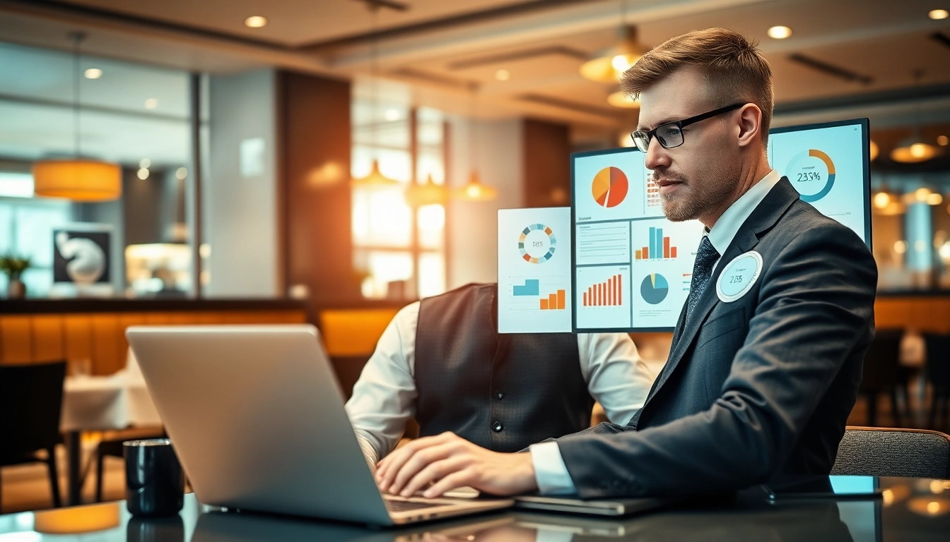 Headhunter Gastronomie fokussiert auf Networking im modernen Büro, um neue Talente zu finden.