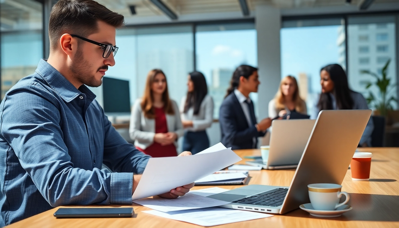 Headhunter IT im modernen Büro bei der Kandidatenauswahl.